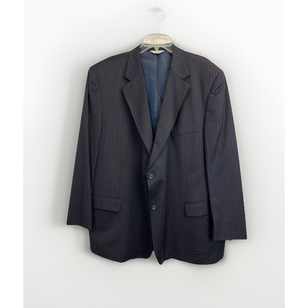 Jos. A. Bank Blazer Jacket Men's 50R Navy Blue Striped 100%‎ Wool Sports Coat